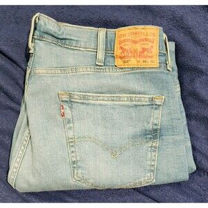 Levi's Mens 514 1286 Stonewash Blue Straight Fit Leg Denim Jeans Size 38 x 32